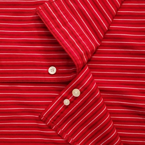 Chaps Red Multicolored Striped Long Sleeve Dress Shirt Size M - Picture 6 of 8